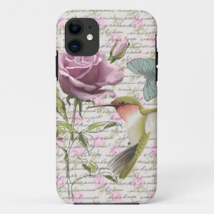 Vintage Kolibri Schmetterling und Rose Case-Mate iPhone Hülle