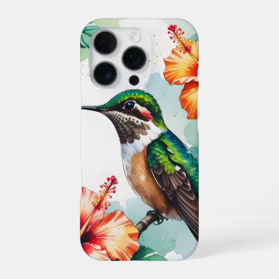 Vintage Kolibri- und Hibiskus-Blumen-Handyhülle iPhone 16 Pro Hülle