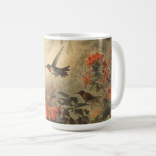 Vintage Kolibri- und Wildblumengartenkunst Kaffeetasse