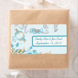 Vintage Kolibris Aqua- und Korallenetiketten