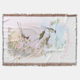 Vintage Kolibris Florales Hochzeitsgeschenk Decke