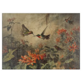 Vintage Kolibris und Blume Schneidebrett (Vorderseite)