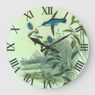 Vintage Kolibris von John Gould Große Wanduhr