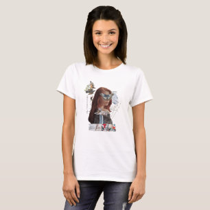 Vintage-Kollage mit Frau, Tiger und Vogel im surre T-Shirt