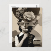 Vintage Kollage-Sepia Postkarte (Vorne/Hinten)