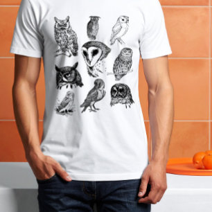 Vintage-Kollektion weiser Eulen T-Shirt