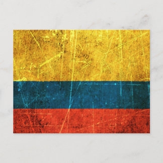 Vintage kolumbianische Flagge gekratzt und abgetra Postkarte