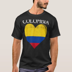 Vintage-Kolumbien-Flagge-Herz für kolumbianisch T-Shirt