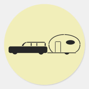 Vintage-Kombi und Wohnwagenanhänger Runder Aufkleber