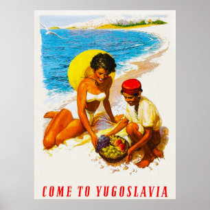 Vintage-Komm-nach-Jugoslawien-Reiseplakat Poster