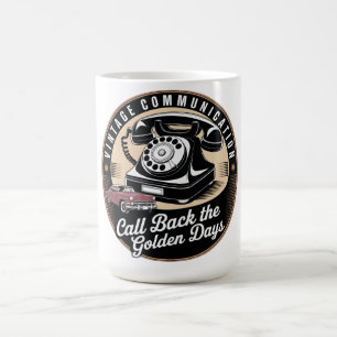 "Vintage Kommunikation" Retro-Emblem-Design Kaffeetasse