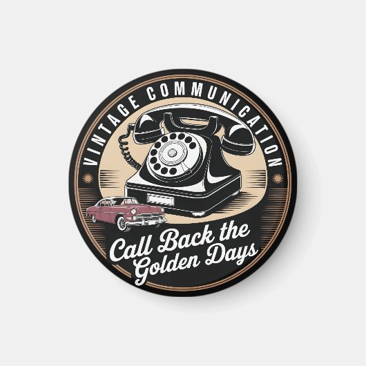 "Vintage Kommunikation" Retro-Emblem-Design Magnet (Vorne)