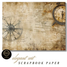 Vintage Kompass Antike Uhr Scrapbook Papier