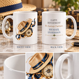 Vintage Kompass Glücklicher Ruhestand Navy Gold Kaffeetasse