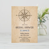 Vintage Kompass-Hochzeitsfeier Einladung (Stehend Vorderseite)