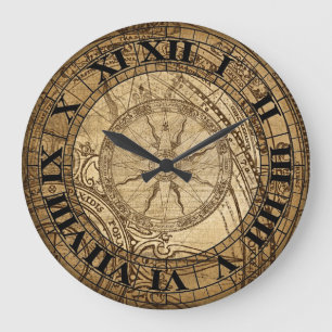 Vintage Kompass-Kunst-Uhr Große Wanduhr