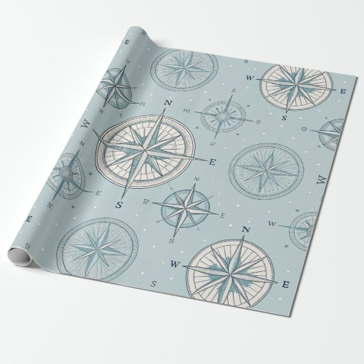 Vintage-Kompass Nahtloses Muster (1) Geschenkpapier (Ungerollt)