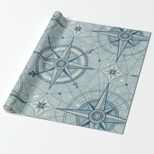 Vintage-Kompass Nahtloses Nautilus-Muster (2) Geschenkpapier (Ungerollt)