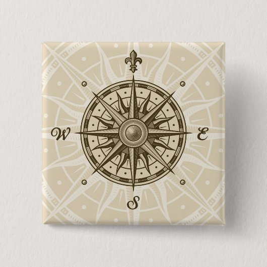 Vintage Kompass-Rose Button (Vorderseite)