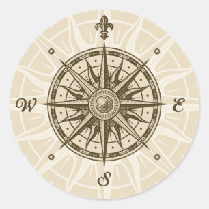 Vintage Kompass-Rose Runder Aufkleber