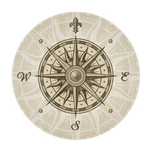Vintage Kompass-Rose Schneidebrett (Vorderseite)