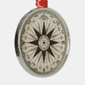 Vintage Kompass-Rose Silbernes Ornament (Rechts)