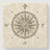 Vintage Kompass-Rose Steinuntersetzer (Vorderseite)