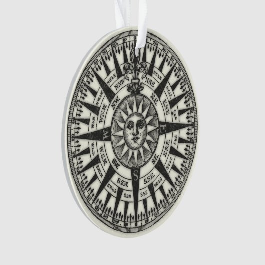 Vintage Kompass-Rose Sun Ornament (Vorderseite)