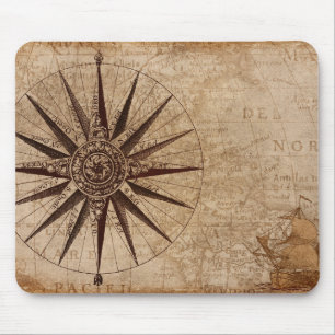Vintage Kompass Seefahrtskarte Mousepad