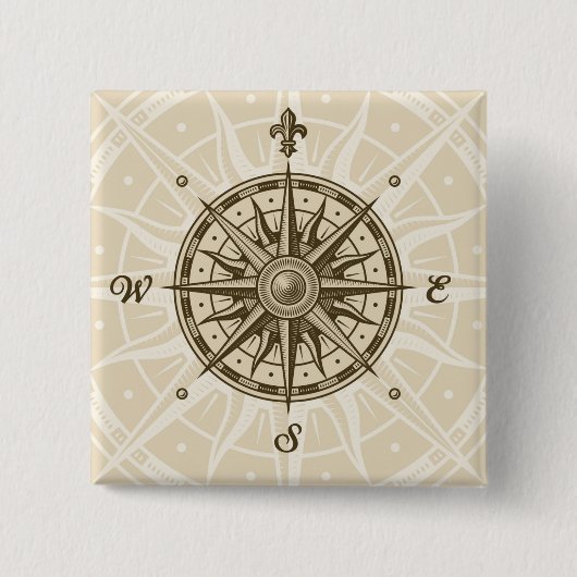 Vintage Kompassrose Button (Vorderseite)