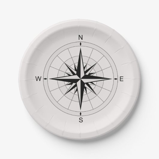 Vintage Kompassrose Pappteller (Vorderseite)