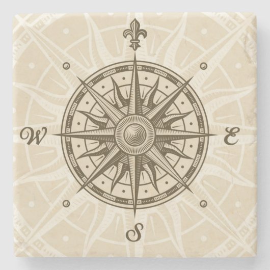 Vintage Kompassrose Steinuntersetzer (Vorderseite)