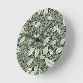 Vintage komplexe botanische grüne Blätter Runde Wanduhr (Winkel)