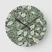 Vintage komplexe botanische grüne Blätter Runde Wanduhr (Vorderseite)