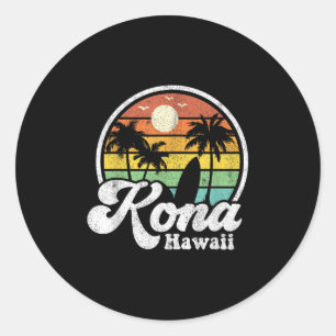 Vintage Kona Beach Hawaii Surfen Hawaiian Surfen 7 Runder Aufkleber
