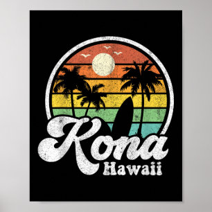 Vintage Kona Strand Hawaii Surfen Hawaiian Surfen Poster