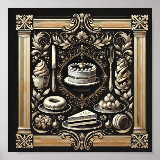 Vintage Konditorei und Backen Poster (Vorne)