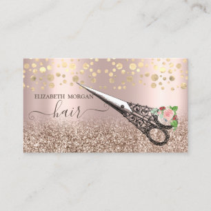 Vintage-Konfetti-Schere Roségold Glitter Visitenkarte