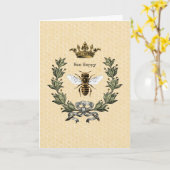 Vintage Königin Bee Happy Birthday Karte (Gelbe Blume)
