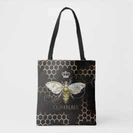 Vintage Königin Bee Royal Crown Honeycomb Black Tasche