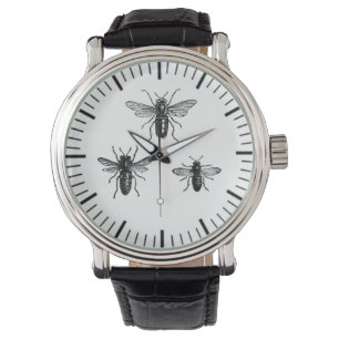 Vintage Königin Biene & arbeitende Bienen Illustra Armbanduhr