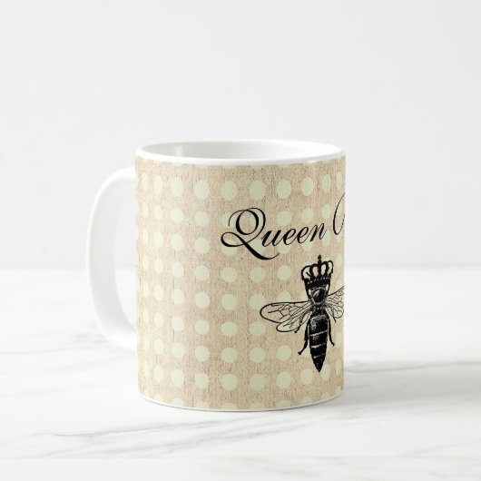 Vintage Königin Biene Kaffeetasse (Vorderseite Links)