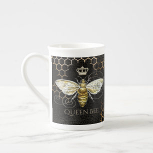 Vintage Königin Biene Royal Krone Schwarz Porzellantasse