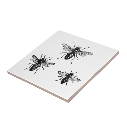 Vintage Königin-Biene u. Fliese (Seite)