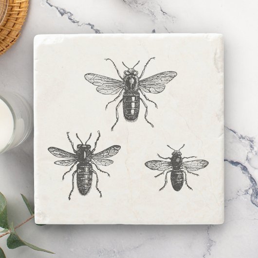 Vintage Königin-Biene u. Steinuntersetzer