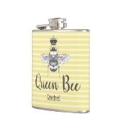 Vintage Königin-Biene u. Streifen | personalisiert Flachmann (Links)