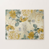 Vintage Königin-Bienen-goldene Rosen mit Blumen Puzzle (Horizontal)