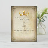 Vintage Königliche Krone Einladung (Stehend Vorderseite)