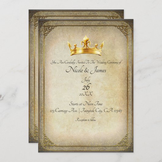 Vintage Königliche Krone Einladung (Vorne/Hinten)