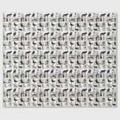 Vintage königliche Schwarzweiss-Tiere Geschenkpapier (Flach)